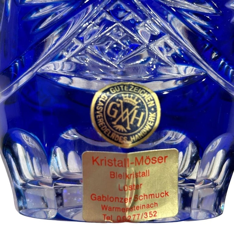 Vintage Echt Bleikristal German Cobalt Blue Cut to Clear Crystal