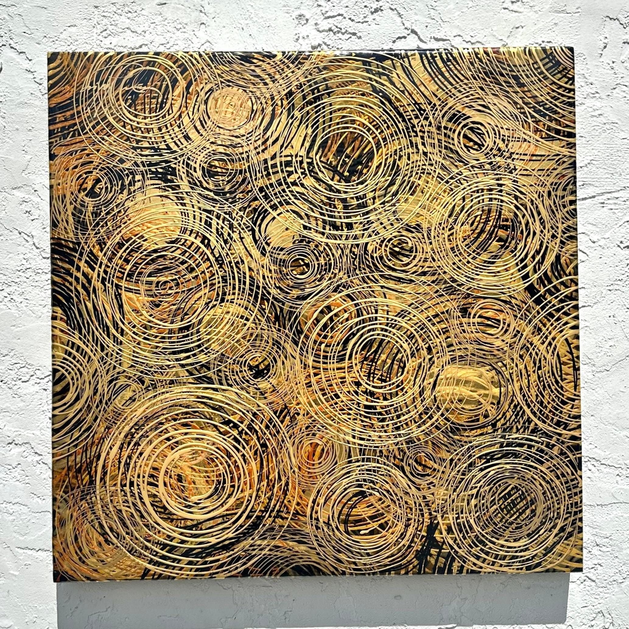 Bohemian Vintage Eclipse Elegance Original Oil Painting on Board