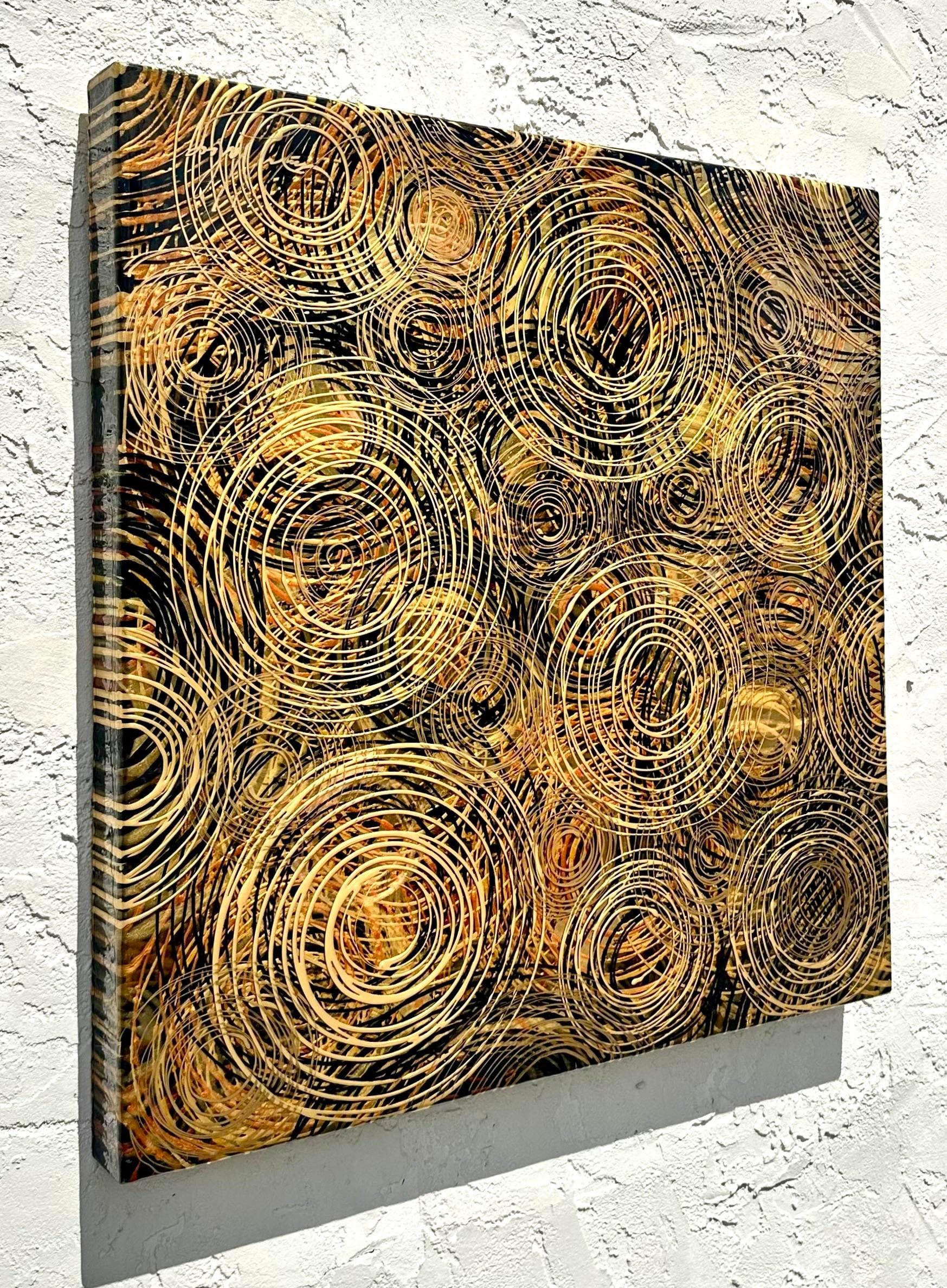 North American Vintage Eclipse Elegance Original Oil Painting on Board