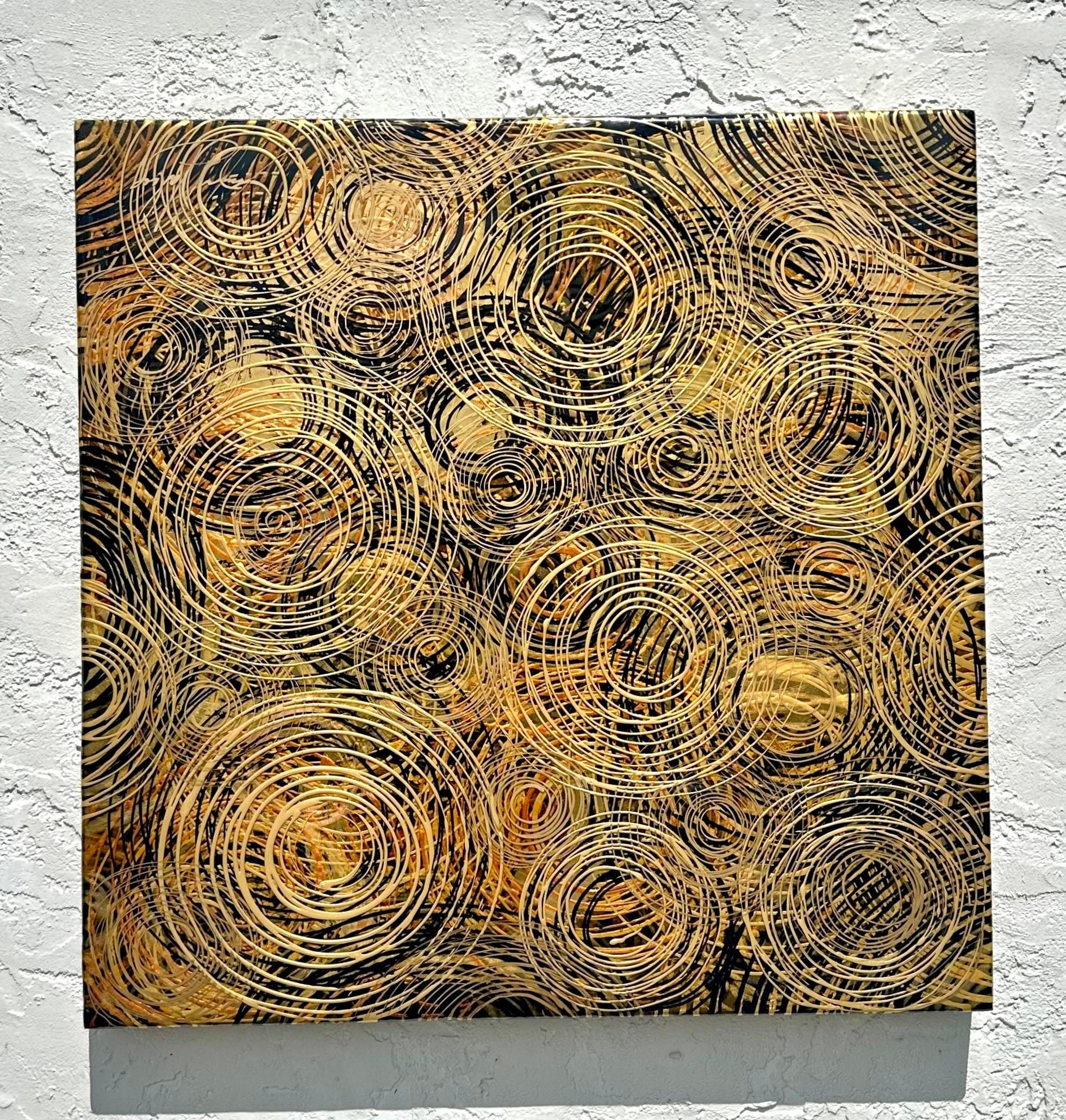 Vintage Eclipse Elegance Original Oil Painting on Board In Good Condition In west palm beach, FL