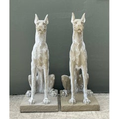 Vintage Eco Plaster Great Dane Sculptures - Pair
