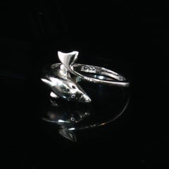 Vintage EDCO Sterling Silver Dolphin Bypass Ring 925 Size 6 Ocean Sea Life