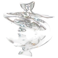 Vintage EDCO Sterling Silver Dolphin Bypass Ring 925 Size 6 Ocean Sea Life