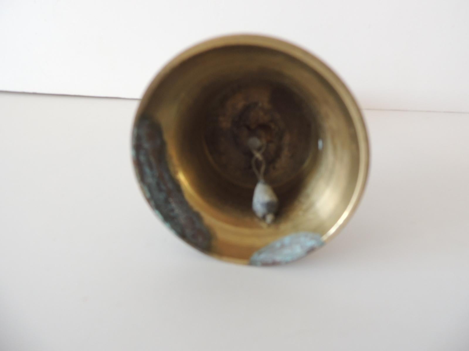 Vintage Edged Brass Petite Table Bell In Fair Condition In Oakland Park, FL