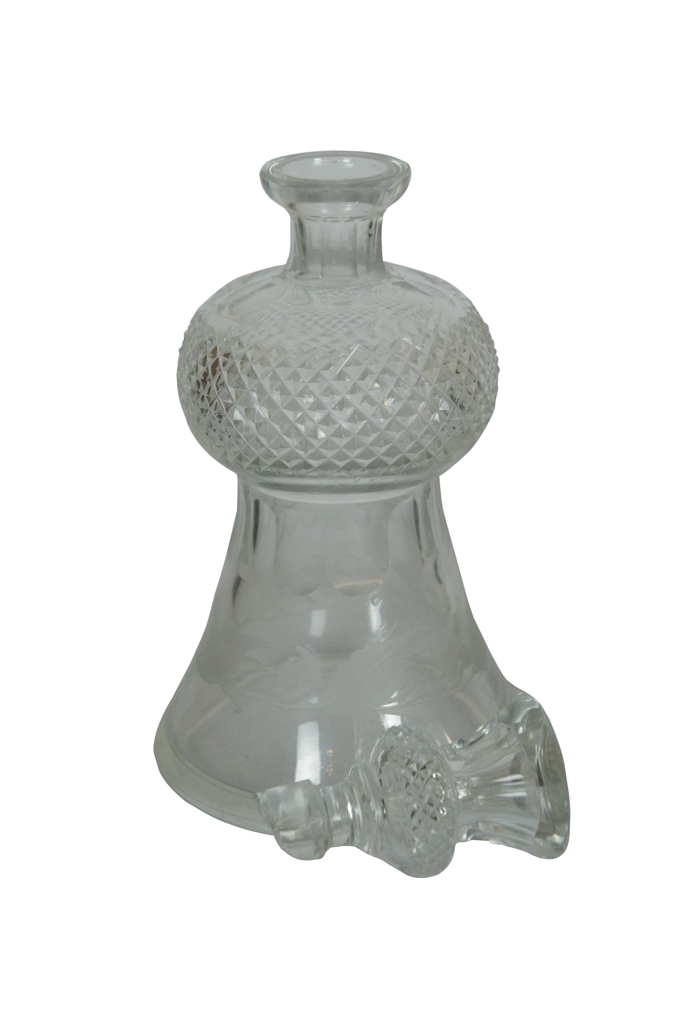 Vintage Edinburgh Crystal Etched Thistle Whiskey Liquor Barware Decanter 8.5
