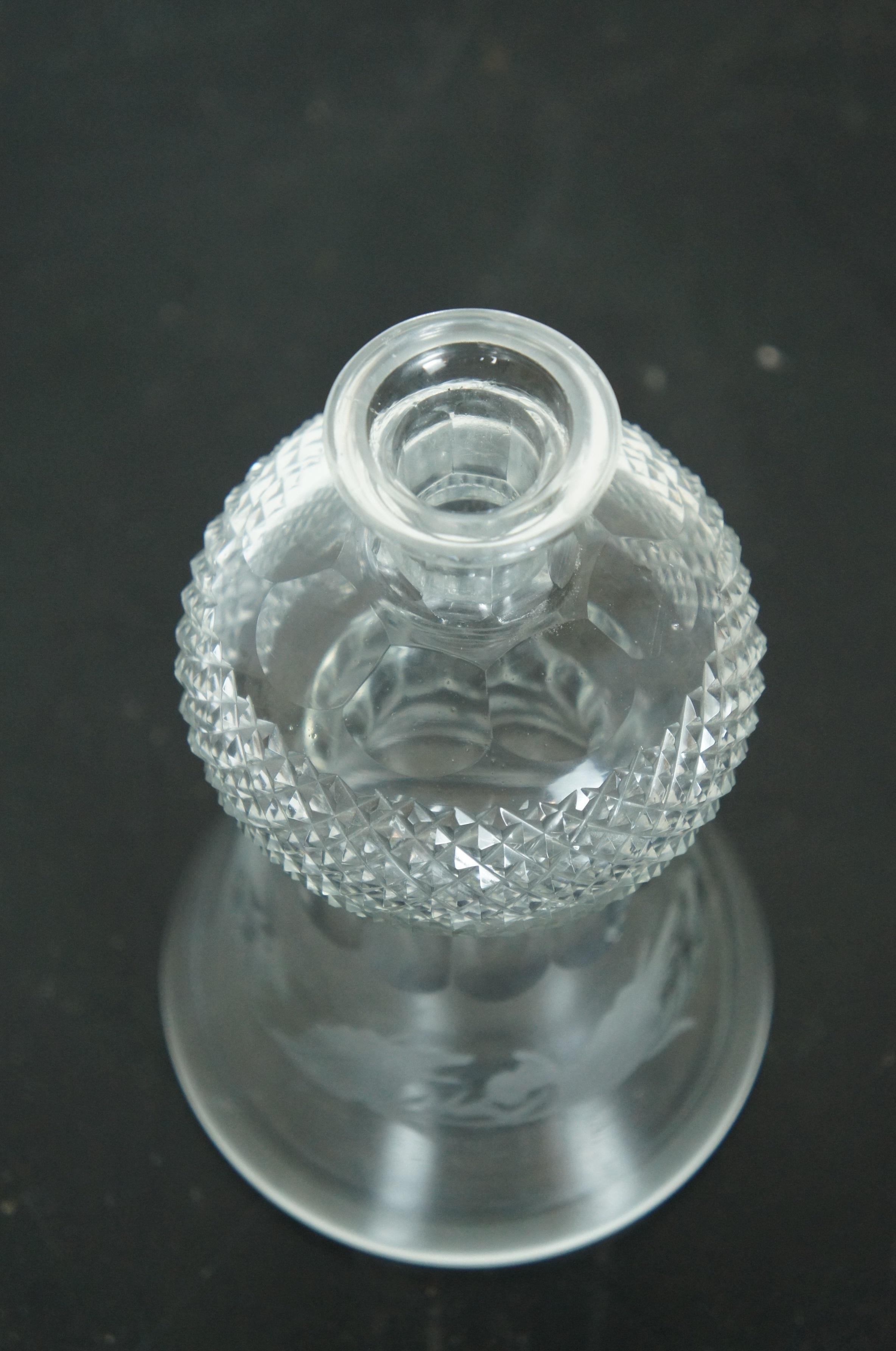 Vintage Edinburgh Crystal Etched Thistle Whiskey Liquor Barware Decanter 8.5