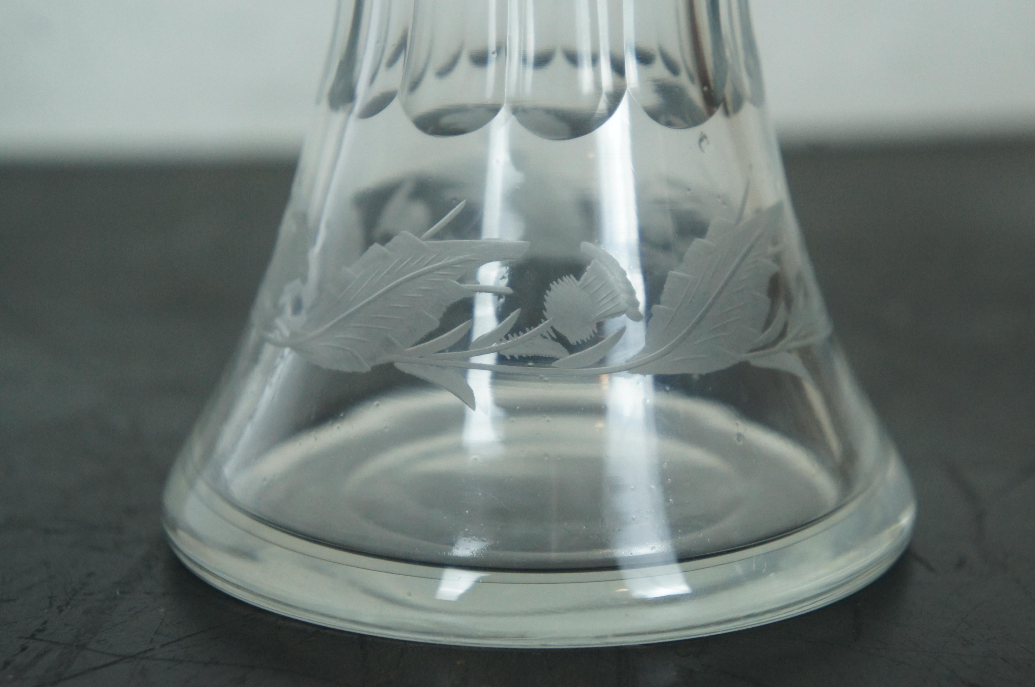 Vintage Edinburgh Crystal Etched Thistle Whiskey Liquor Barware Decanter 8.5