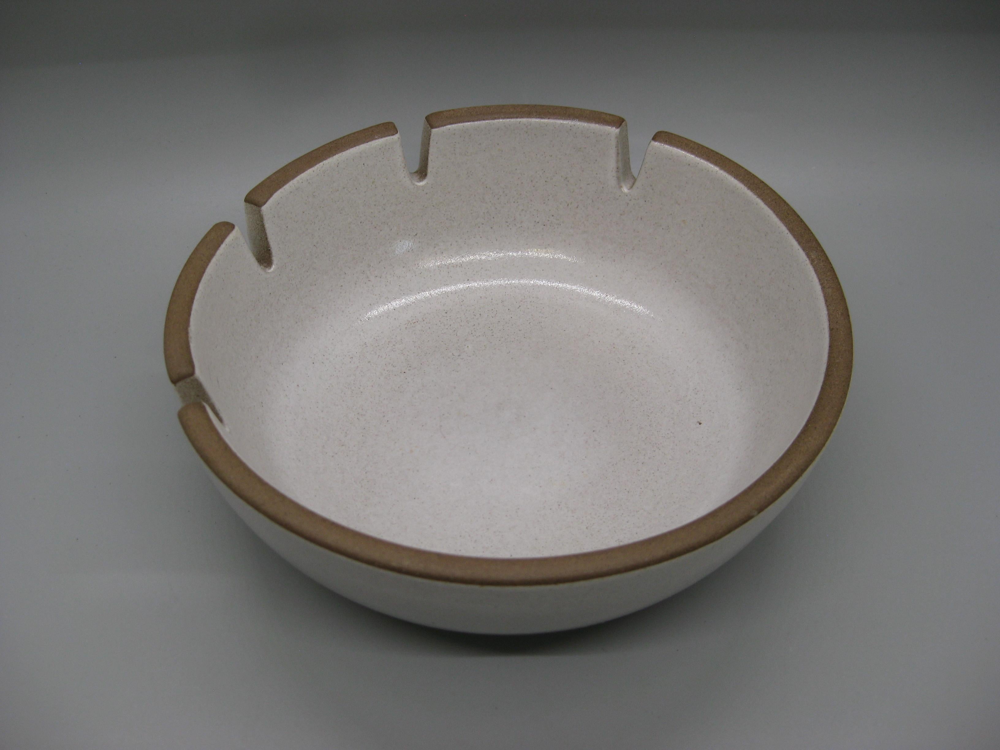 Hand-Crafted Vintage Edith Heath for Heath Ceramics 4 Slot White & Brown Pottery Ashtray For Sale