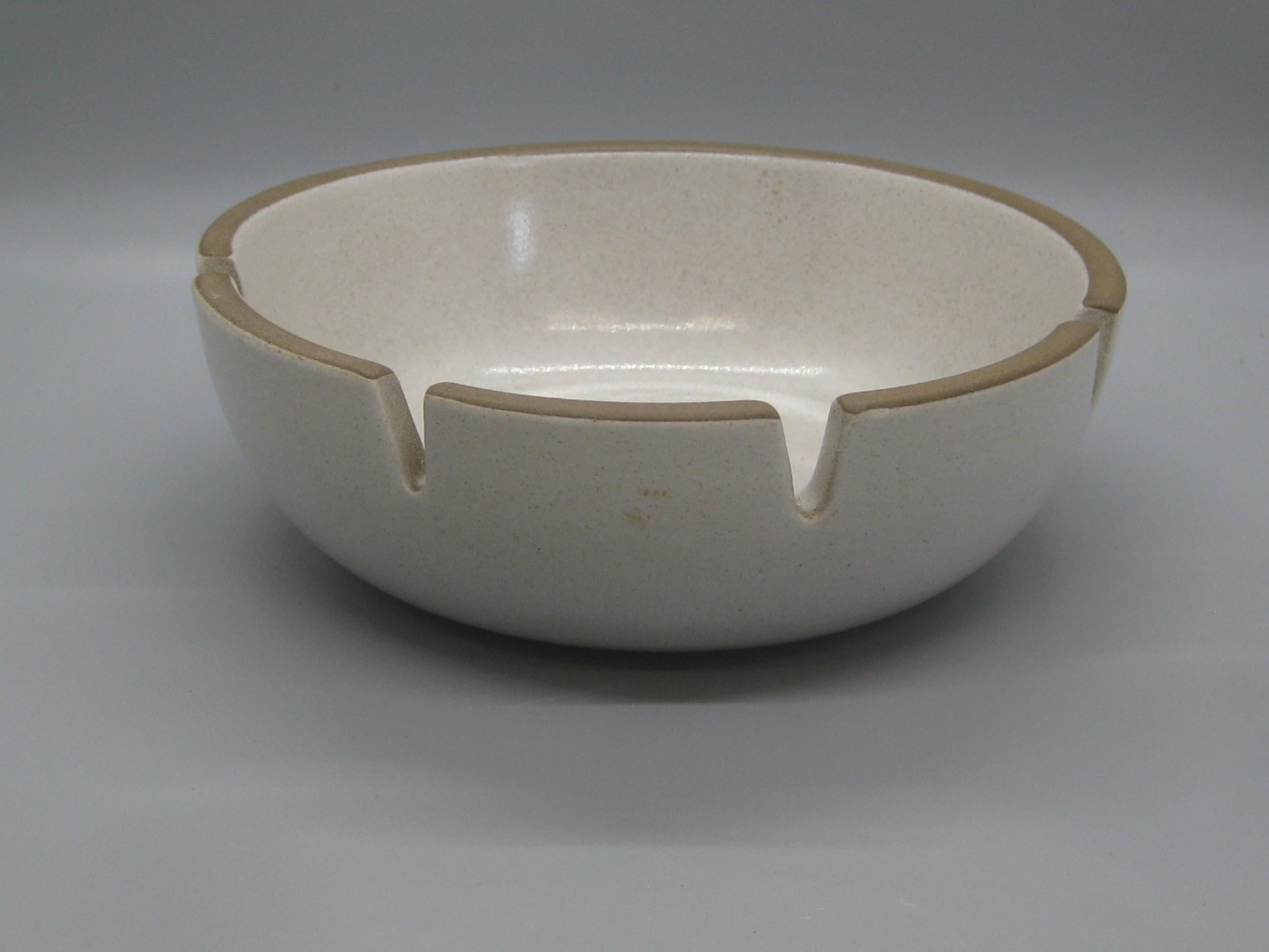 Hand-Crafted Vintage Edith Heath for Heath Ceramics 4 Slot White & Brown Pottery Ashtray For Sale