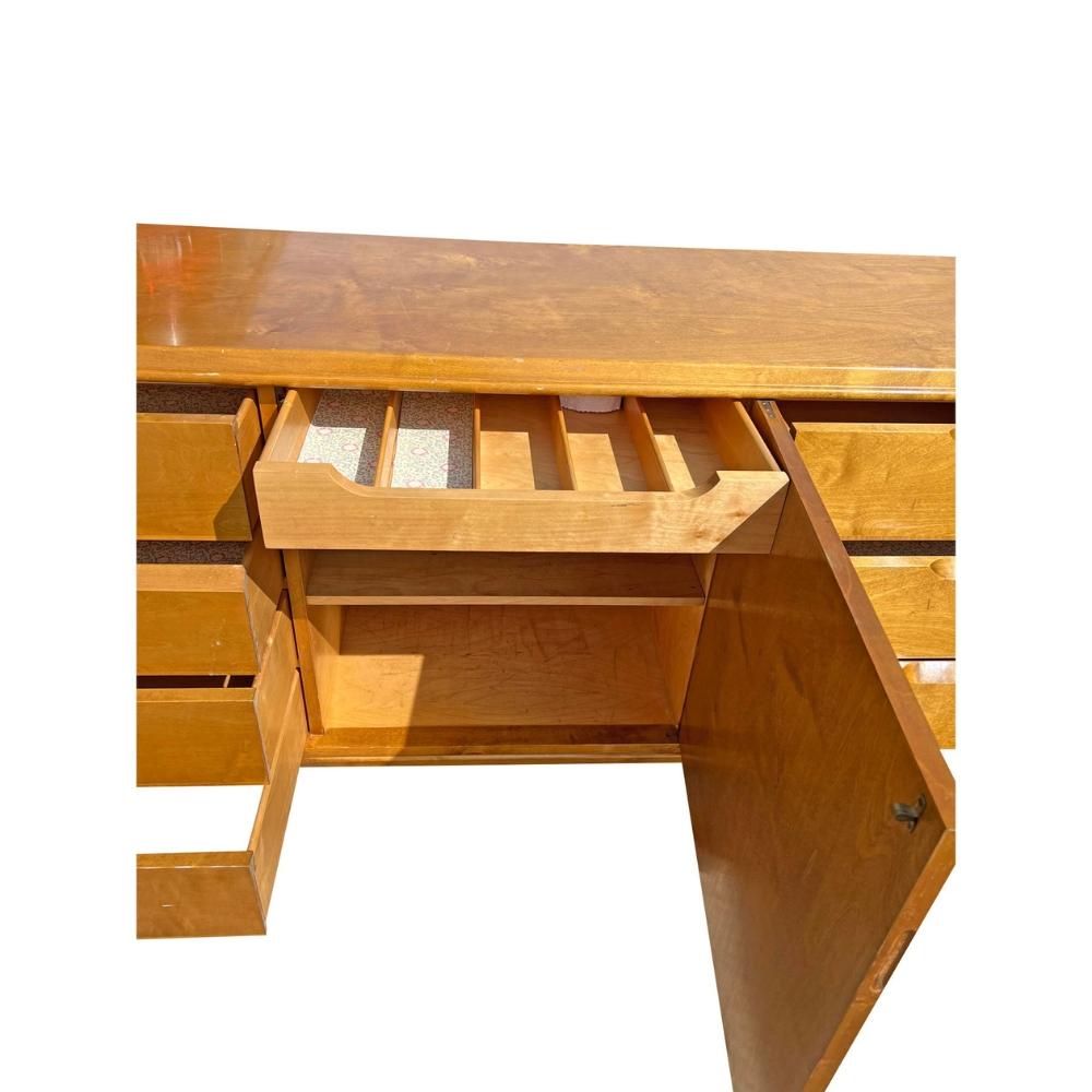 Vintage Edmond Spence Swedish Credenza or Long Dresser Mid Century Modern Style In Good Condition For Sale In Saddle River, NJ