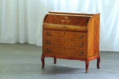 Vintage Edmund Jørgensen mid-20th century Secretary Marquetry Cylinder desk