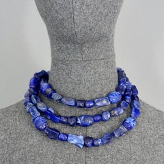 Vintage EDOUARD RAMBAUD Collana in resina di Lapislazzuli a 3 livelli