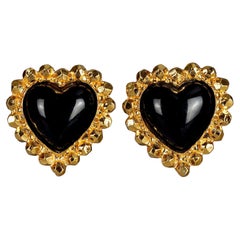 Vintage EDOUARD RAMBAUD Black Heart Earrings