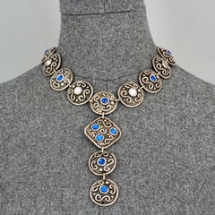 Vintage EDOUARD RAMBAUD Collana etnica Jewell con anelli a forma di disco