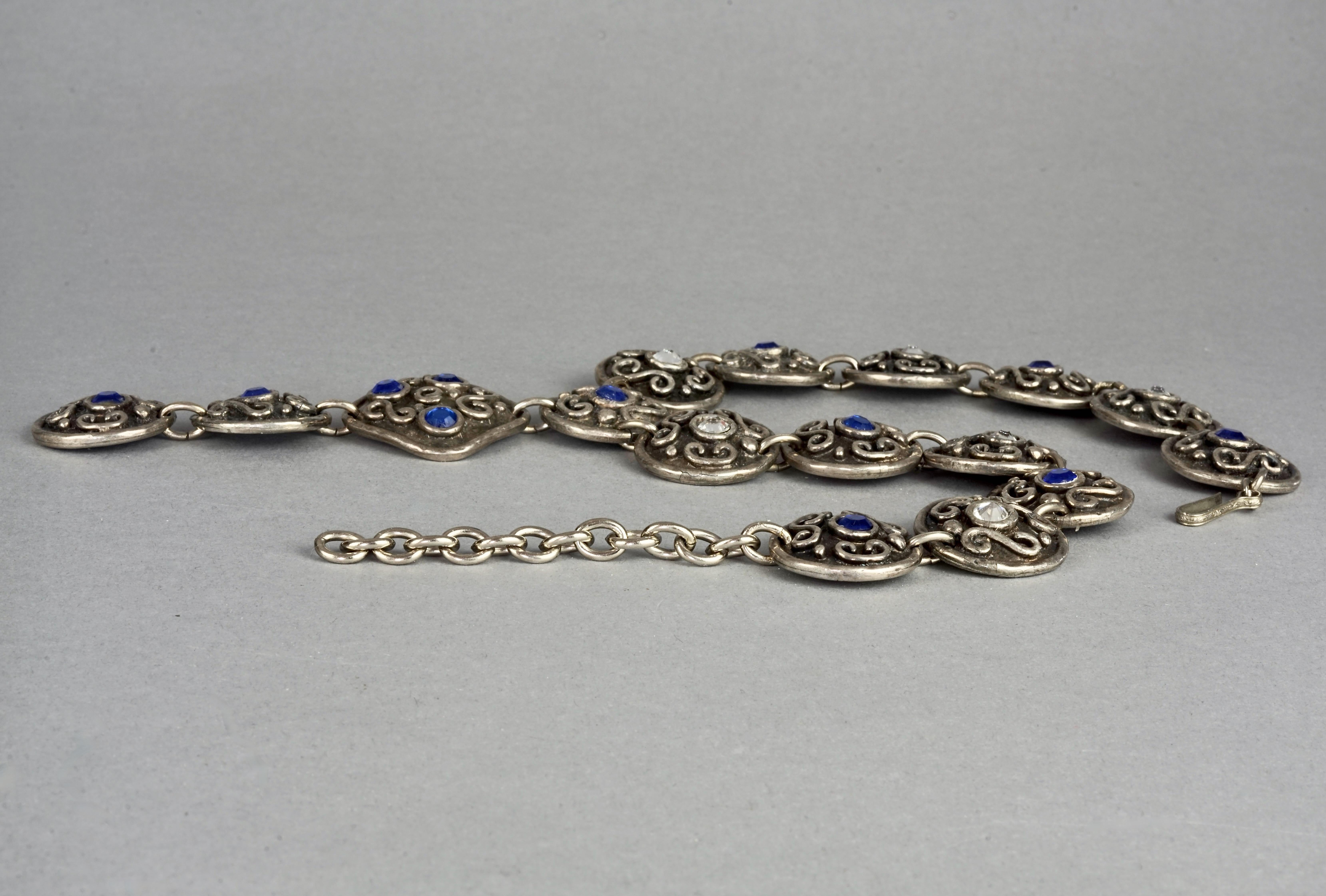 Vintage EDOUARD RAMBAUD Ethnic Jewelled Disc Link Necklace In Excellent Condition For Sale In Kingersheim, Alsace