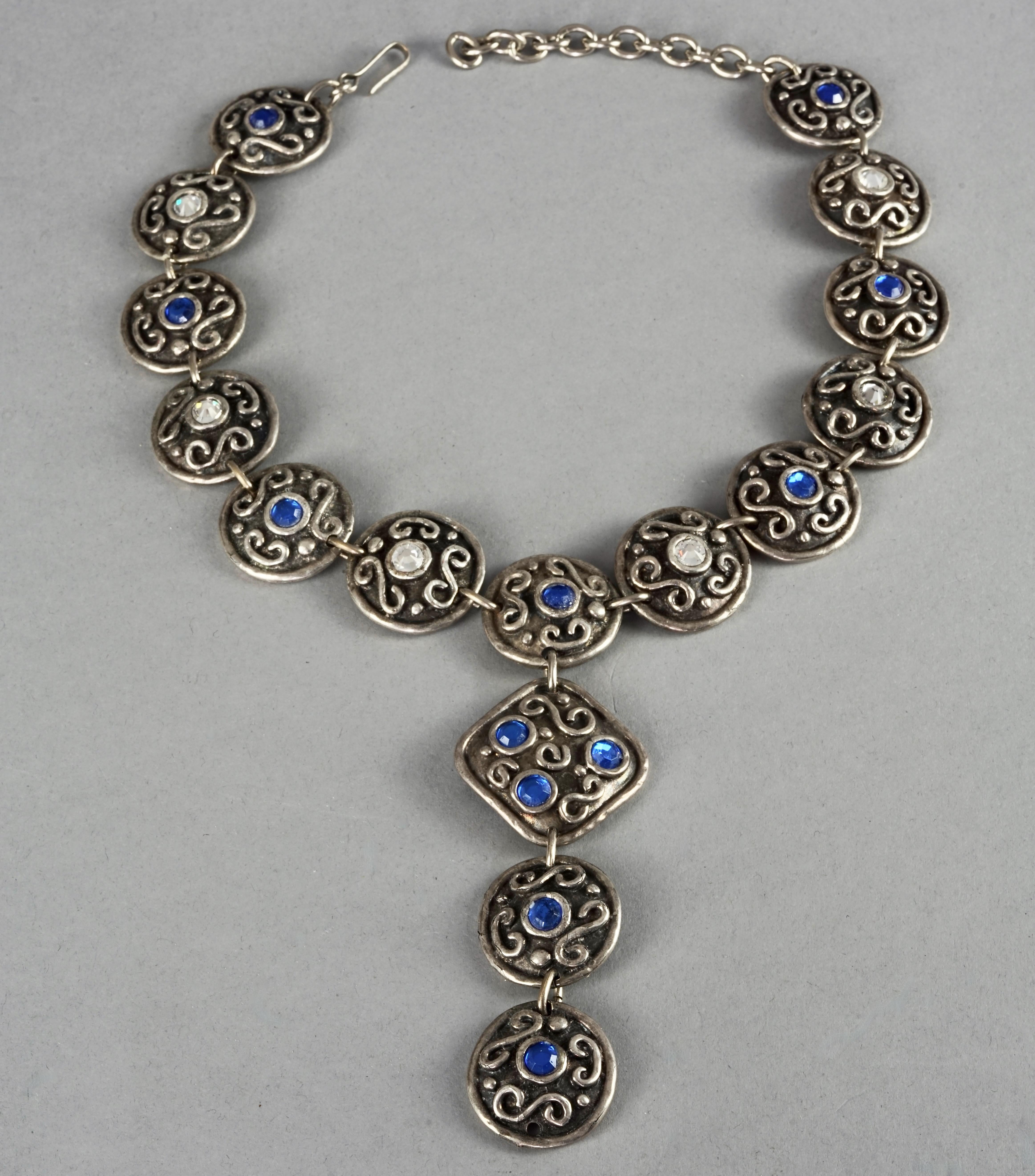 Vintage EDOUARD RAMBAUD Ethnic Jewelled Disc Link Necklace For Sale 1