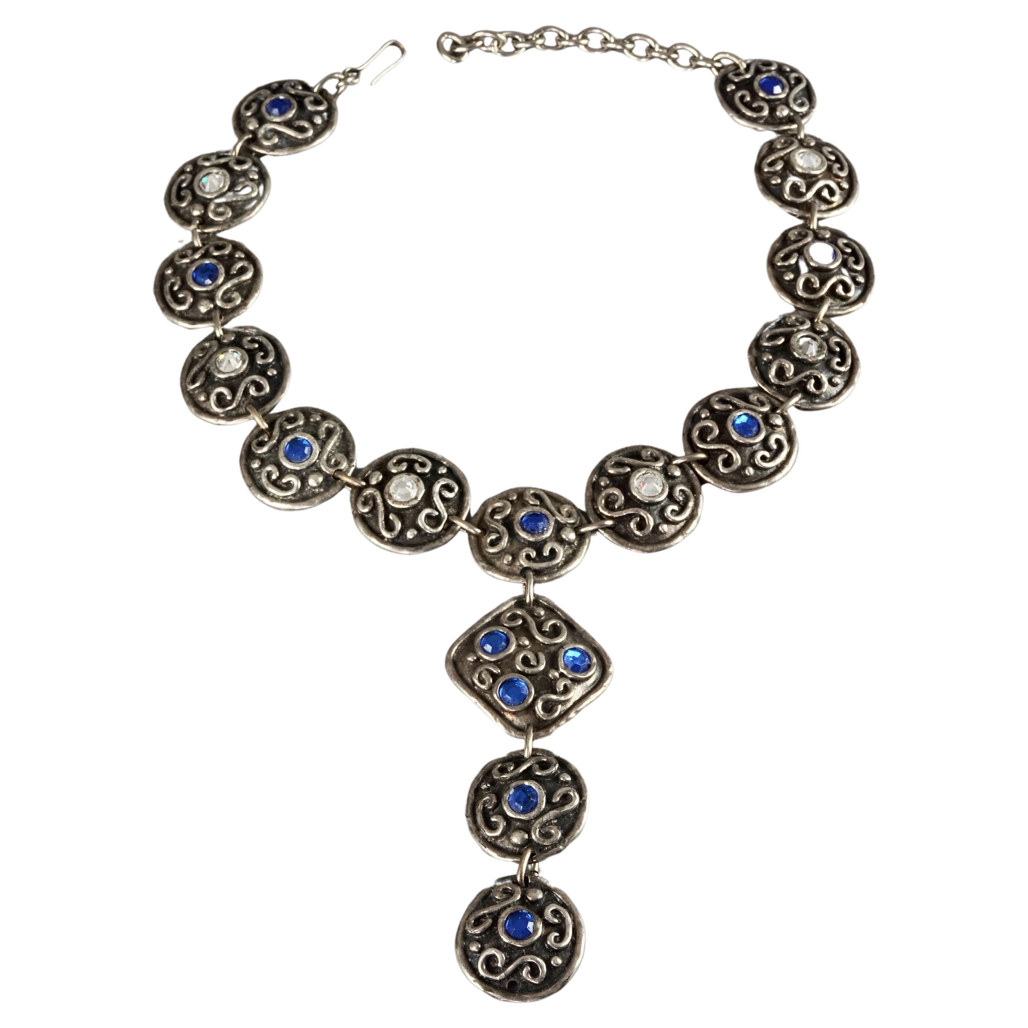 Vintage EDOUARD RAMBAUD Ethnic Jewelled Disc Link Necklace For Sale