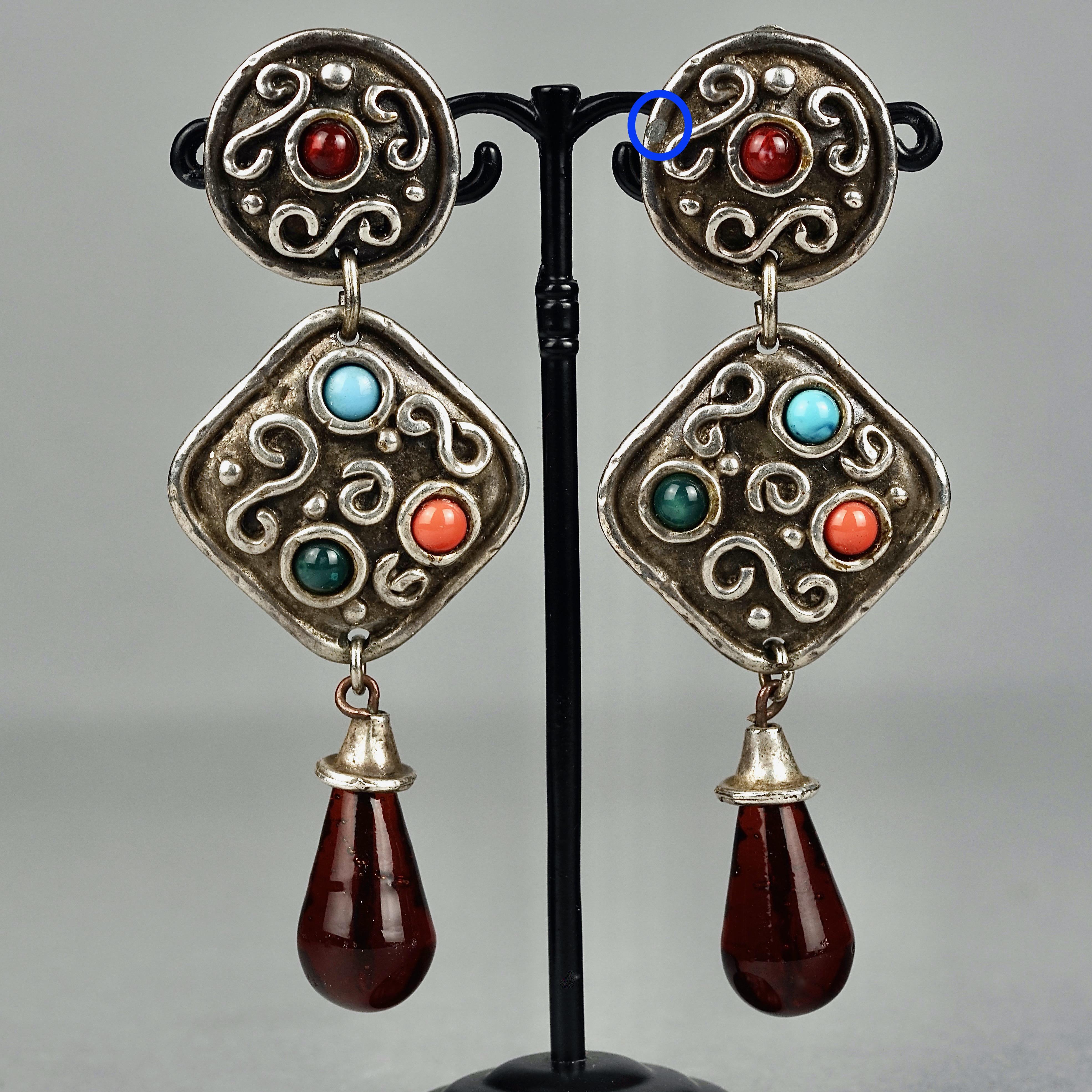 Vintage EDOUARD RAMBAUD Geometric Ethnic Dangling Earrings For Sale 5