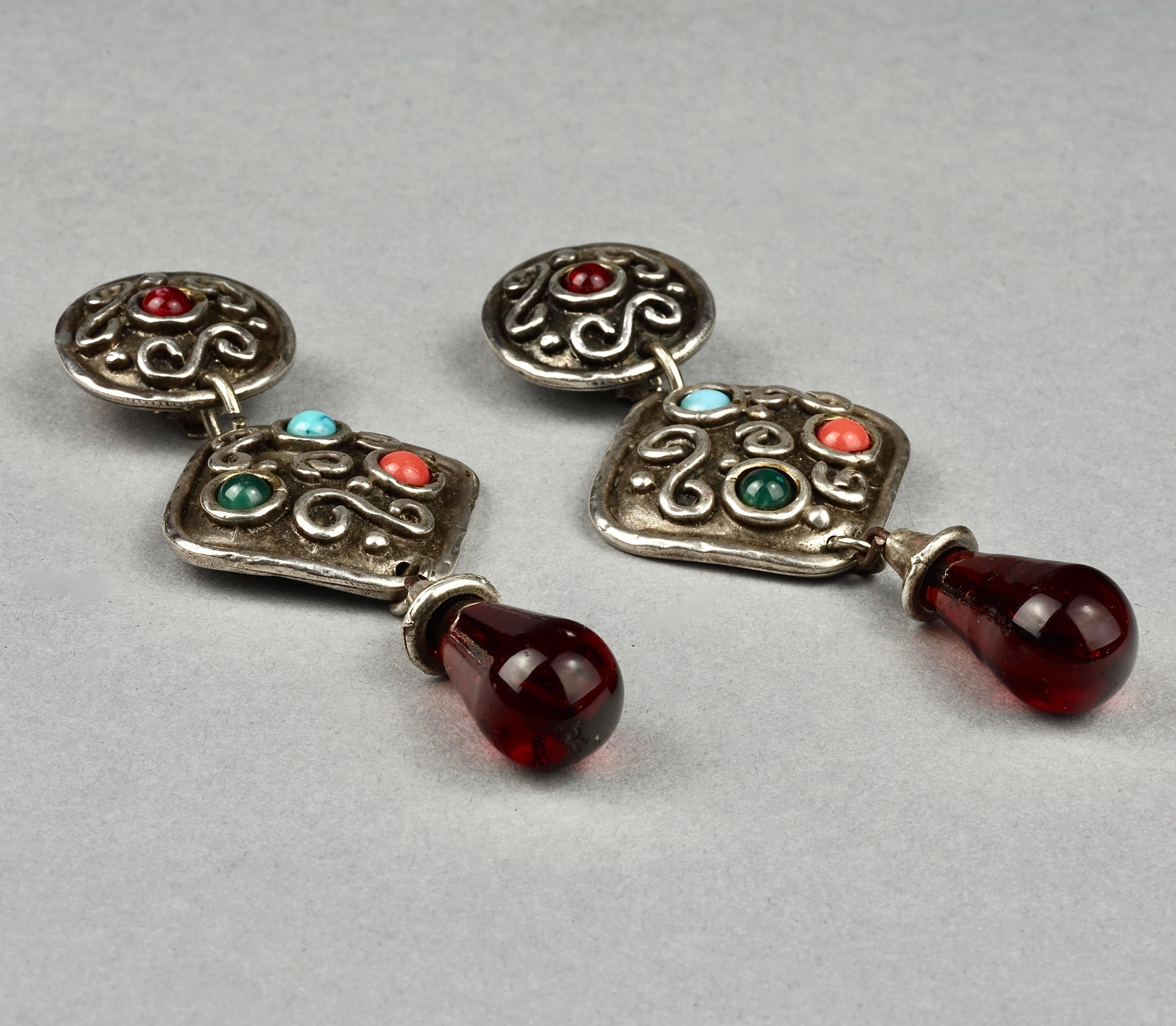 Women's Vintage EDOUARD RAMBAUD Geometric Ethnic Dangling Earrings For Sale