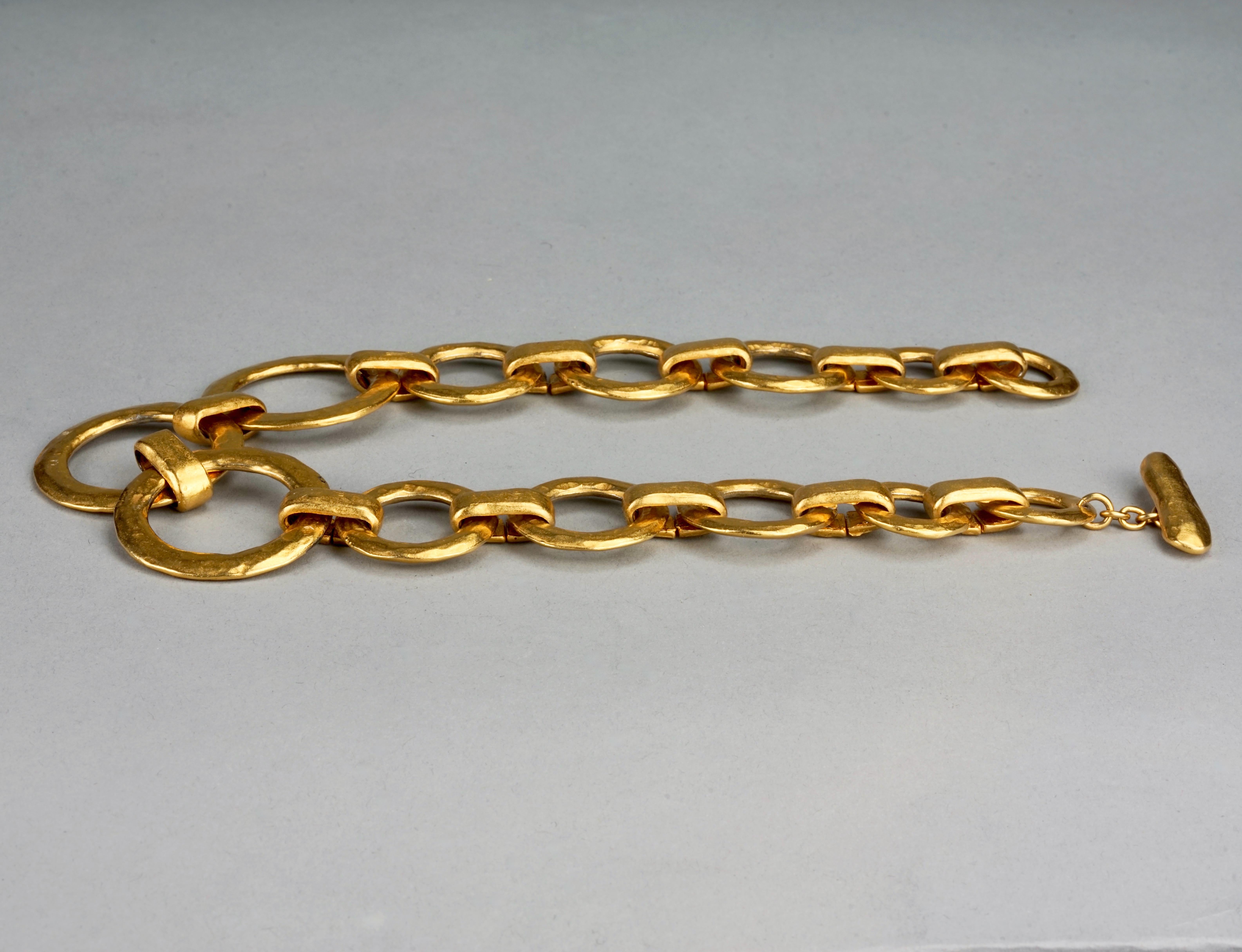 Vintage EDOUARD RAMBAUD Gilt Circular Link Necklace In Excellent Condition For Sale In Kingersheim, Alsace