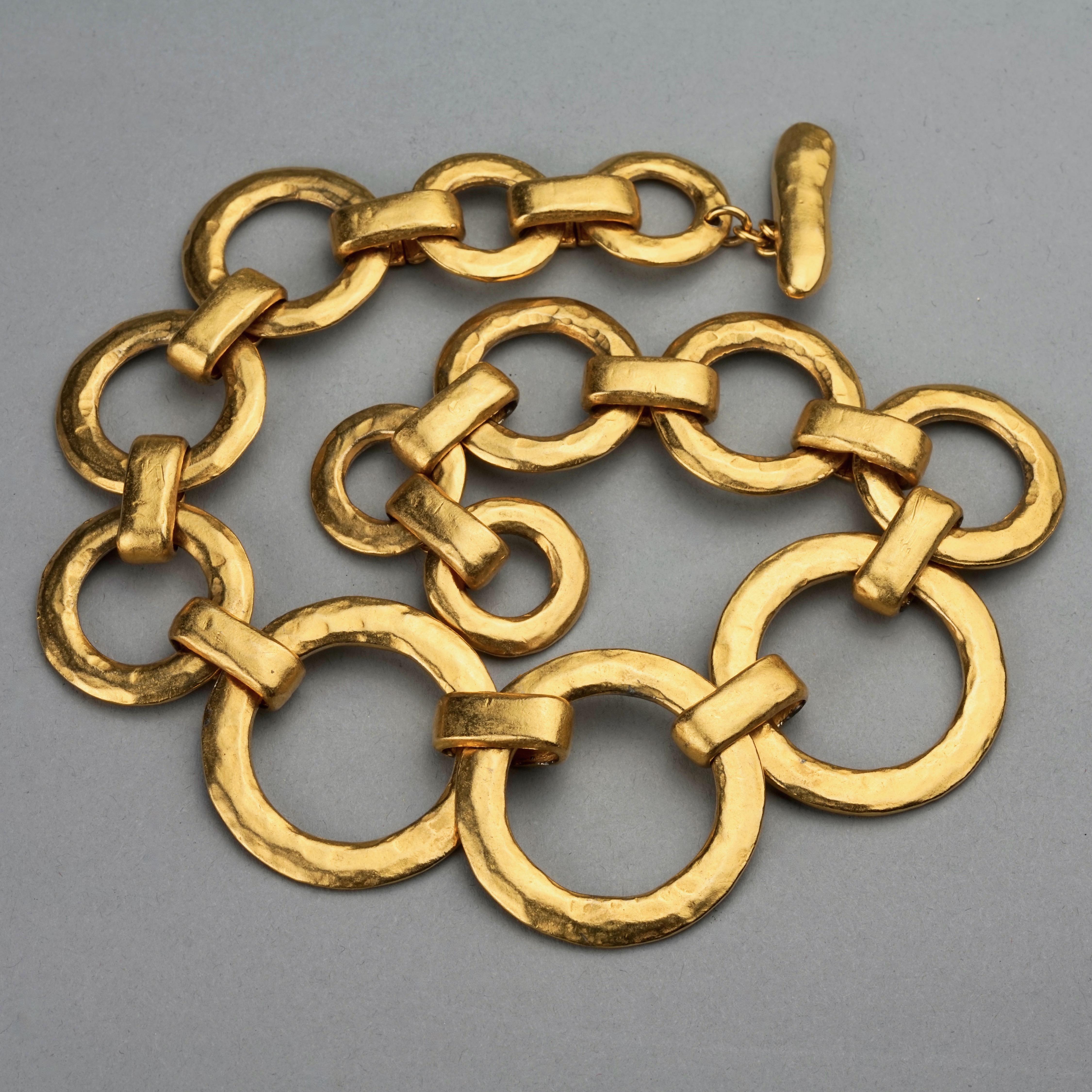 Women's Vintage EDOUARD RAMBAUD Gilt Circular Link Necklace For Sale