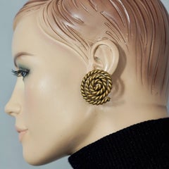 Boucles d'oreilles vintage Edouard Rambaud en bronze spiralé avec cordon doré