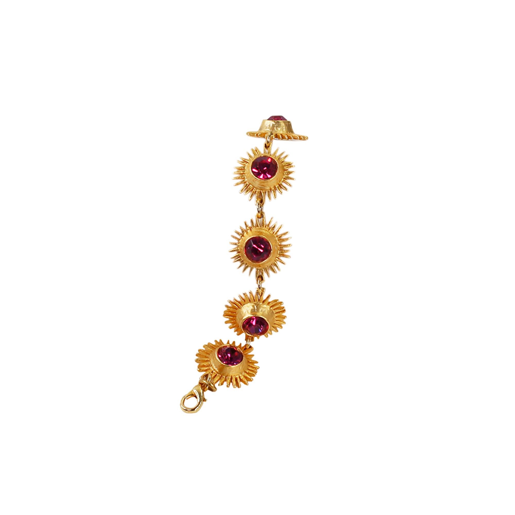 Bracciale vintage Edouard Rambaud in oro e cristalli rosa, circa anni '80 in vendita 3