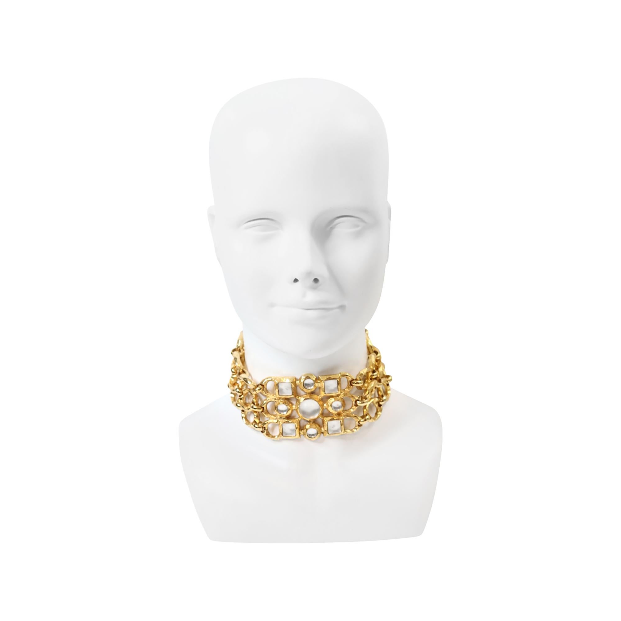 Moderne Vintage Edouard Rambaud Tour de cou en or avec Pieces Iridescentes Circa 1980 en vente