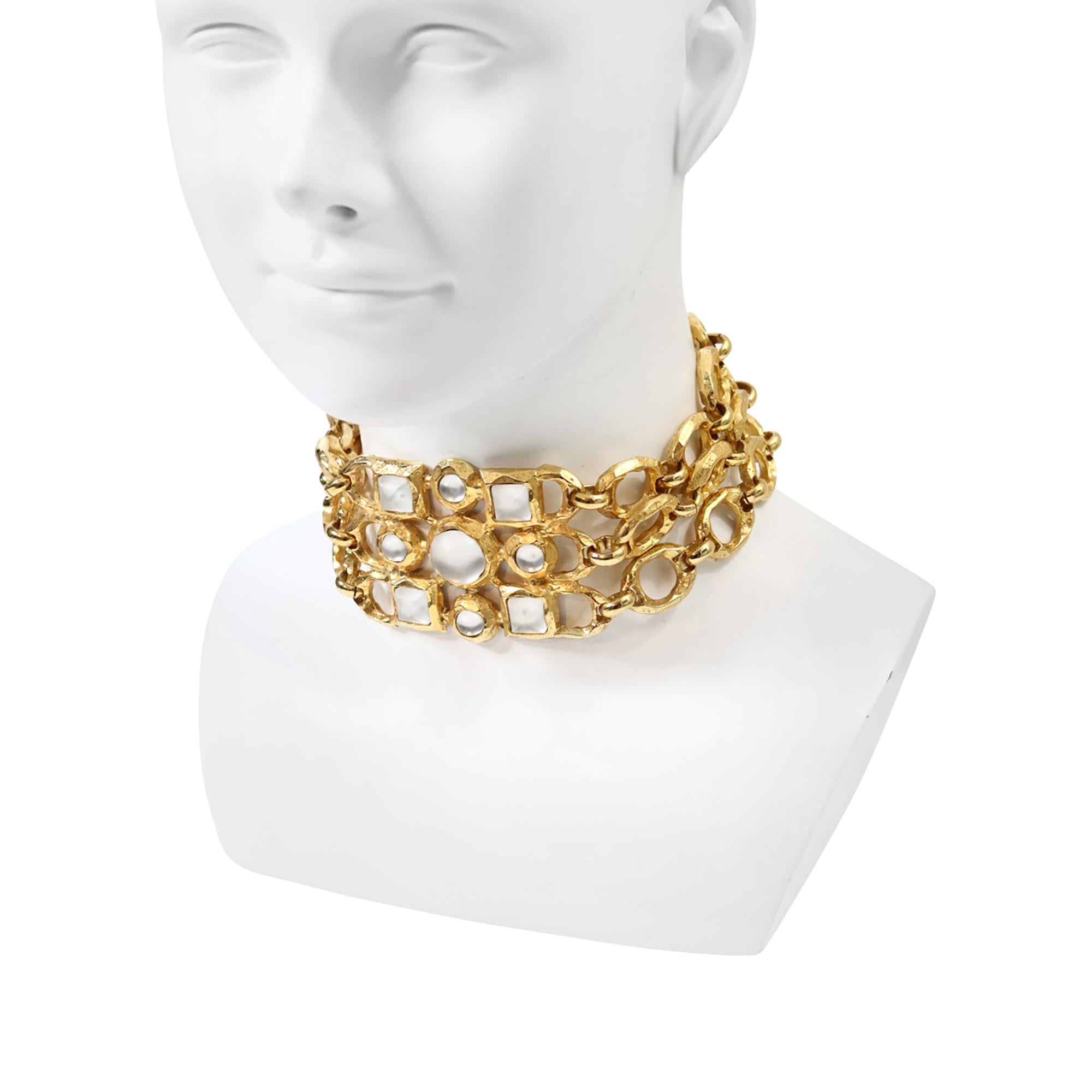 Vintage Edouard Rambaud Tour de cou en or avec Pieces Iridescentes Circa 1980 en vente 2