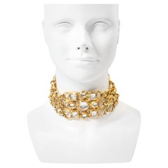 Vintage Edouard Rambaud, girocollo d'oro con pezzi iridescenti, CIRCA 1980