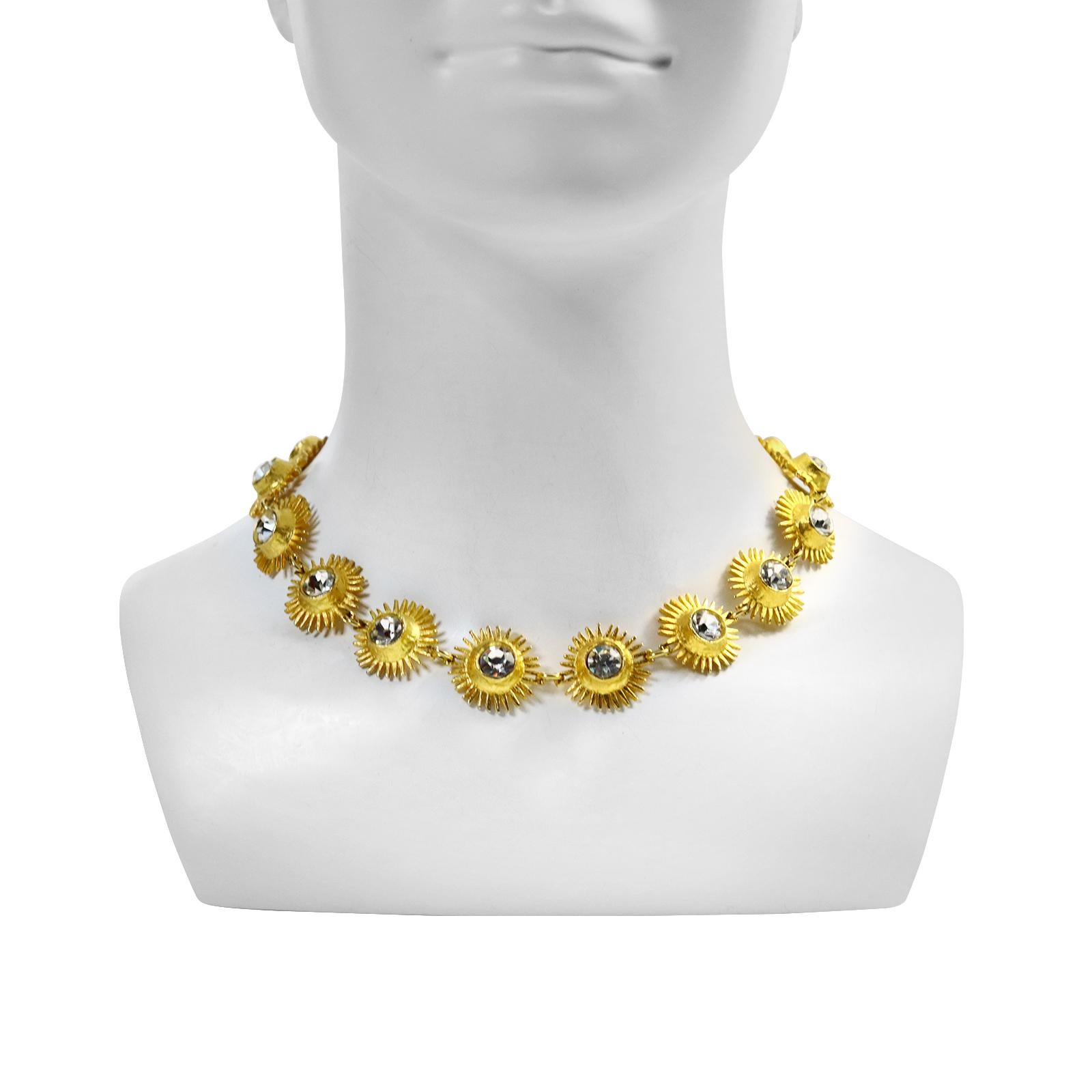 Moderno Collana vintage Edouard Rambaud in oro con cristalli, circa anni '80 in vendita