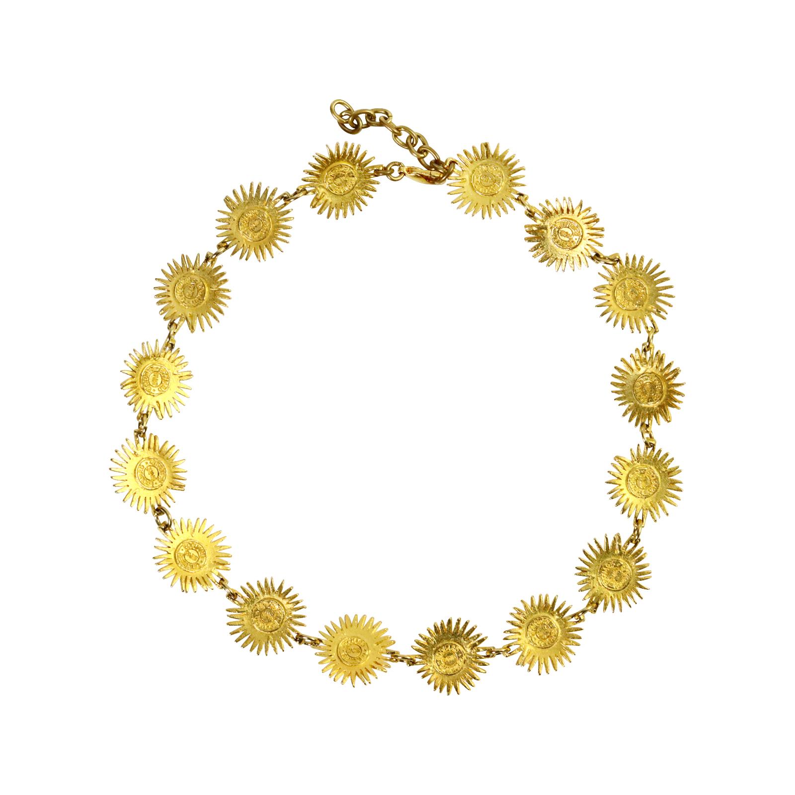 Vintage Edouard Rambaud Gold Necklace with Crystals Circa 1980s For Sale 1