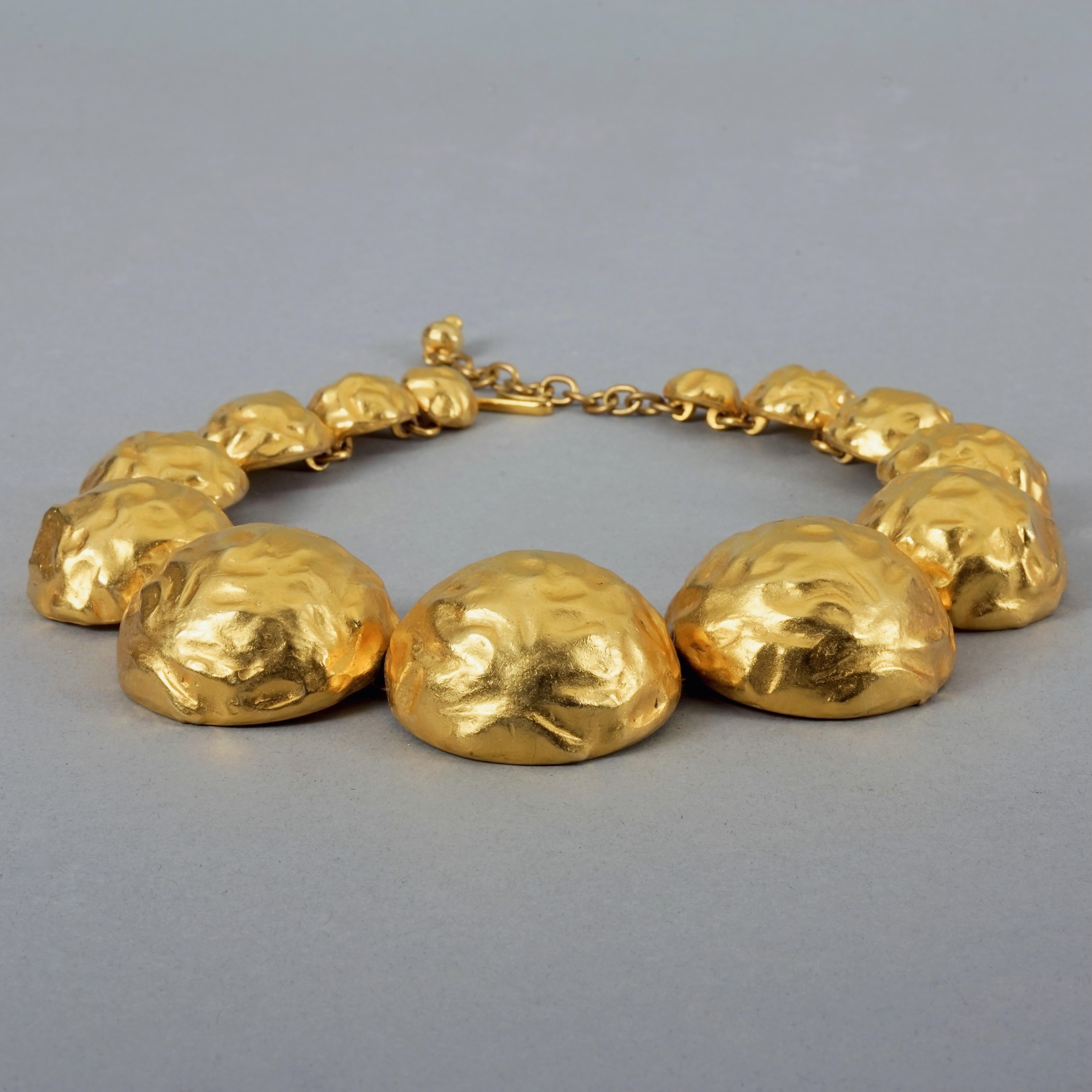 Vintage EDOUARD RAMBAUD Hammered Demi Sphere Link Necklace For Sale 2