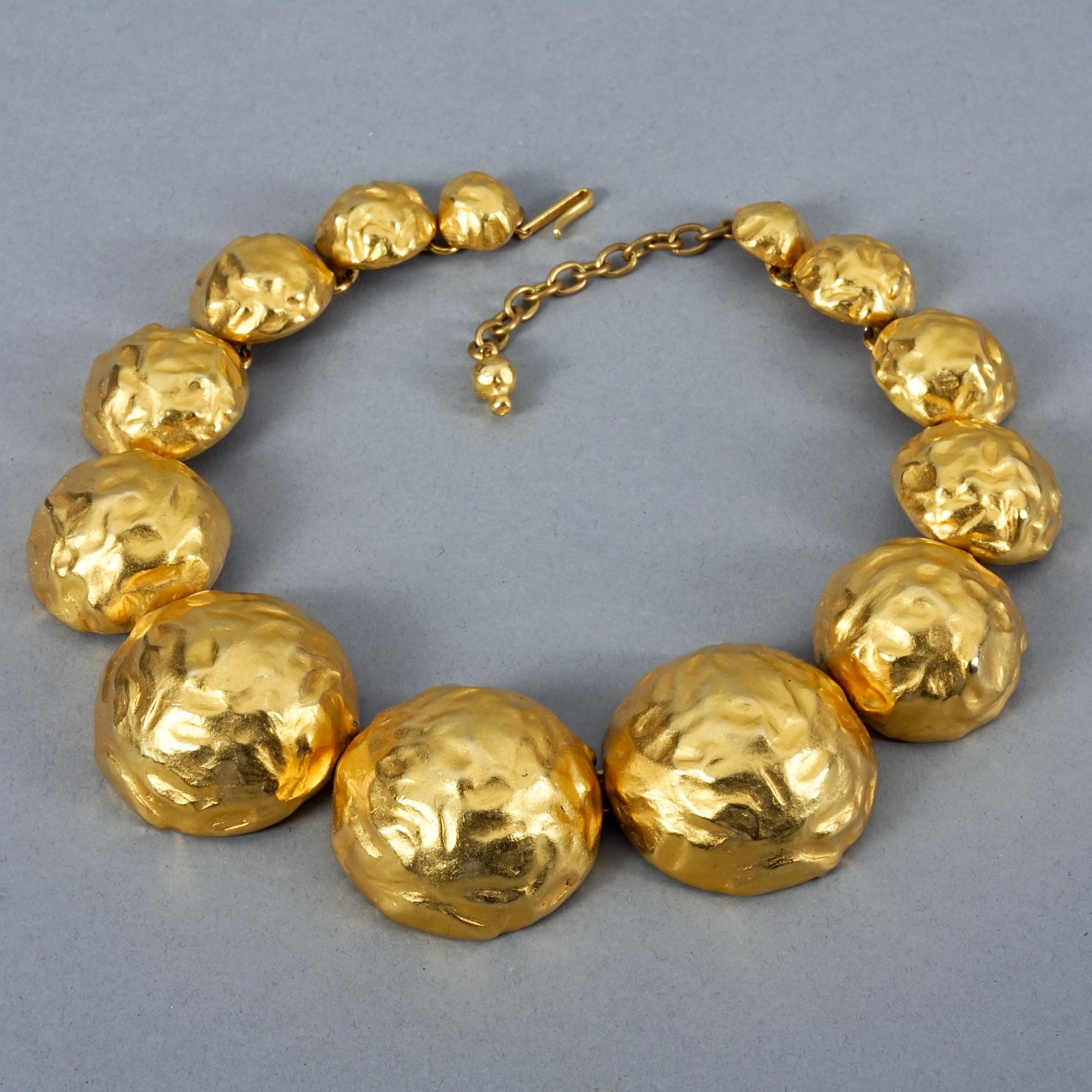Vintage EDOUARD RAMBAUD Hammered Demi Sphere Link Necklace For Sale 3