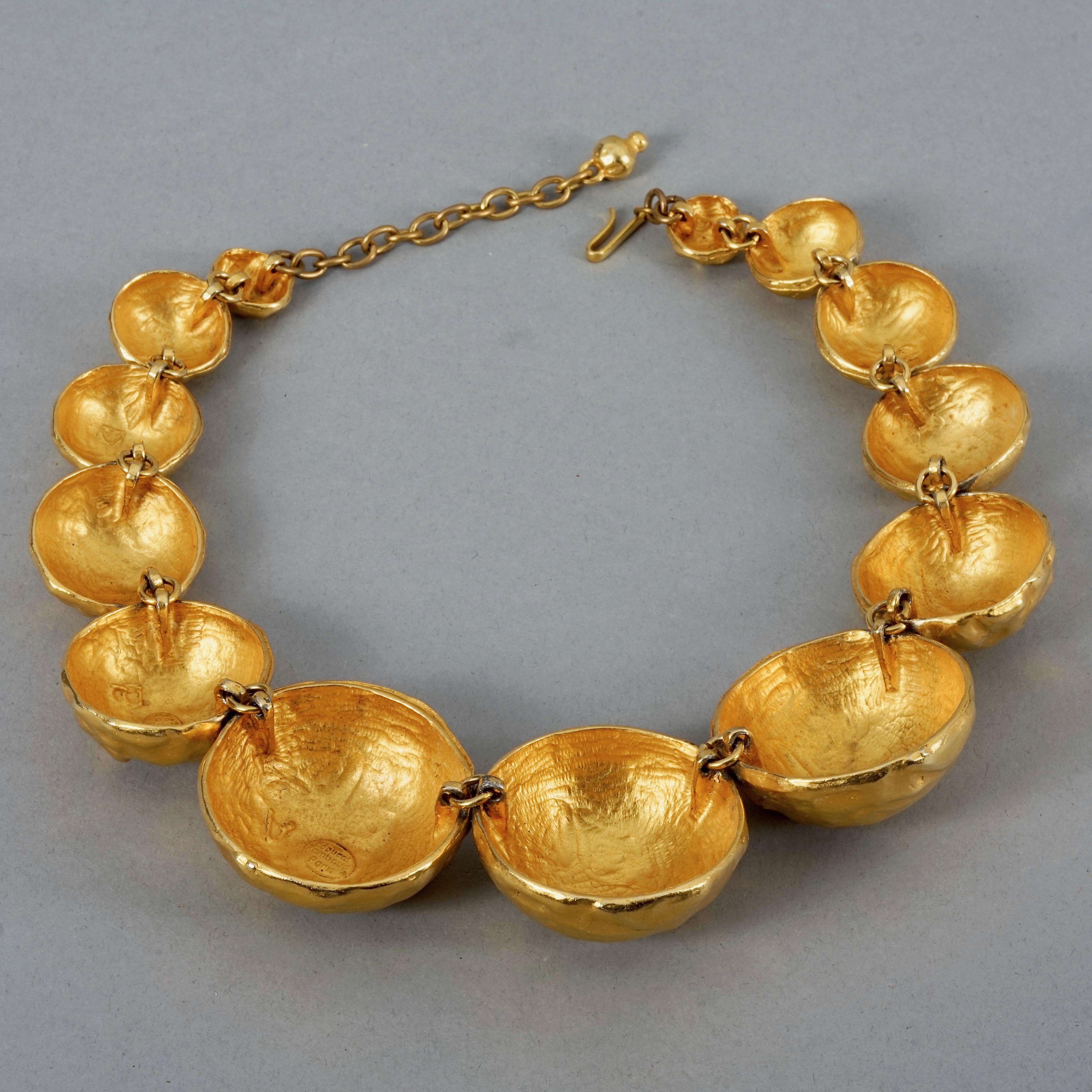 Vintage EDOUARD RAMBAUD Hammered Demi Sphere Link Necklace For Sale 5