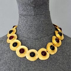 Vintage EDOUARD RAMBAUD Hammered Jewelled Disc Link Necklace