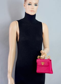 Vintage EDOUARD RAMBAUD Jewelled Top Handle Pink Leather Bag