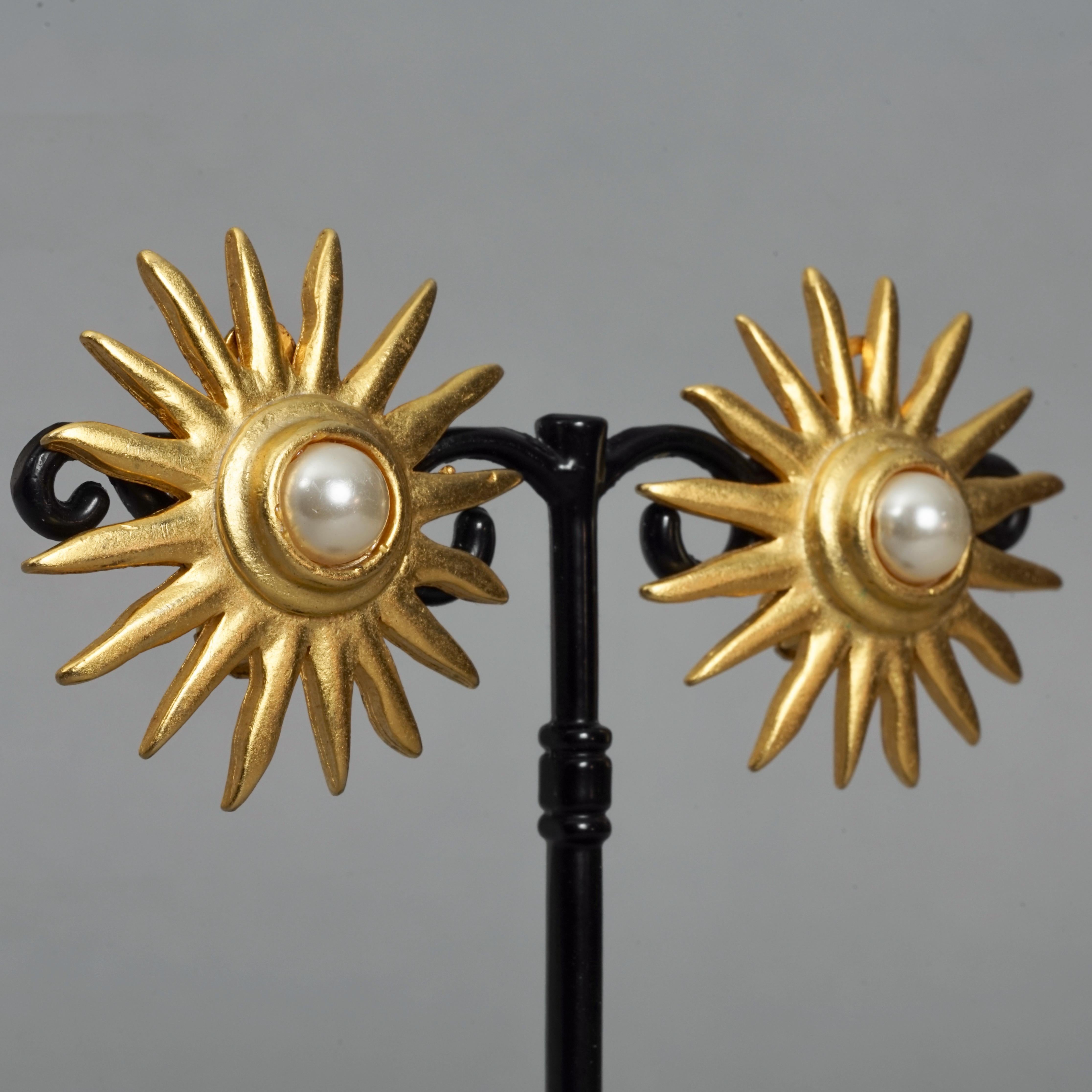 Women's Vintage EDOUARD RAMBAUD Sunburst Pearl Earrings For Sale