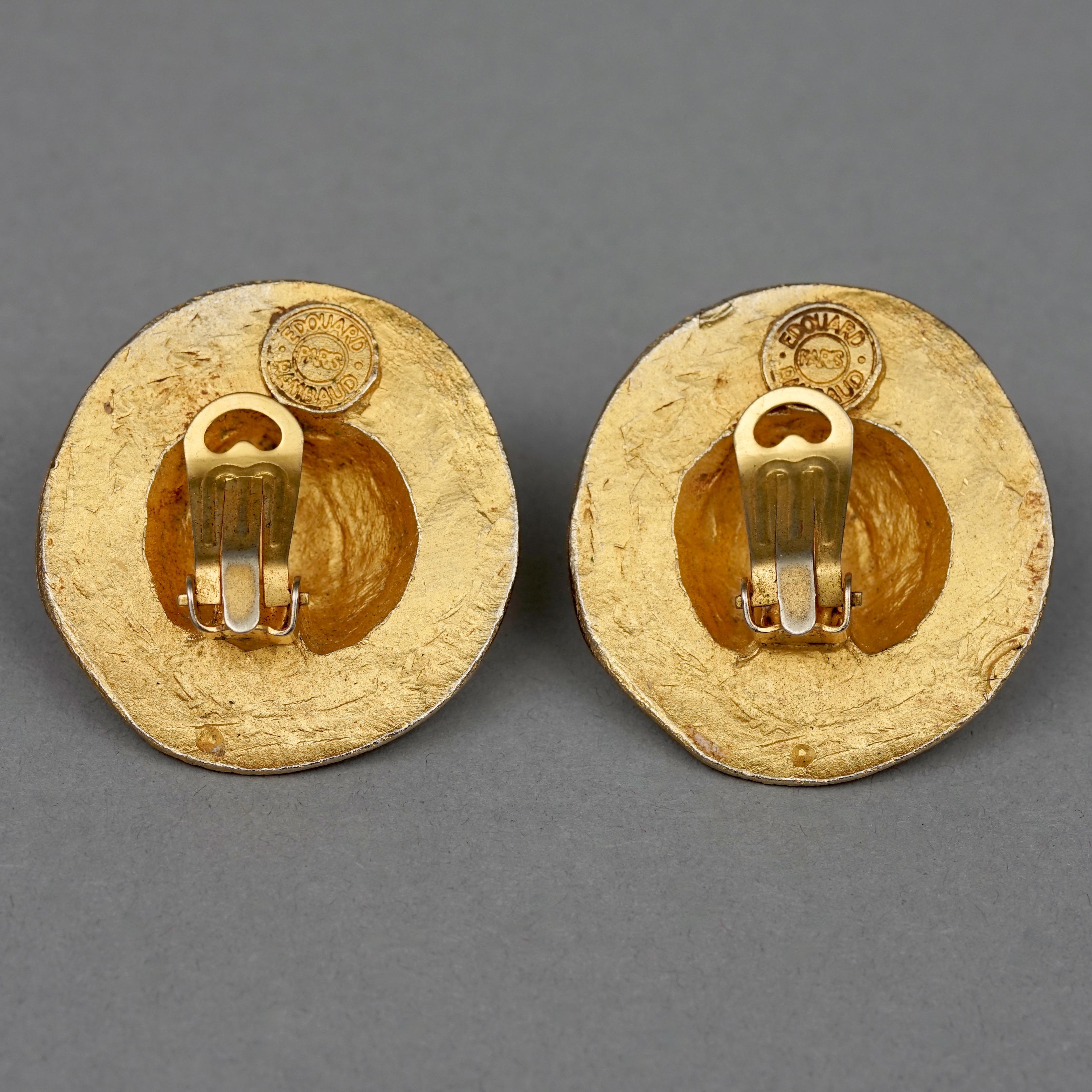 Vintage EDOUARD RAMBAUD Textured Disc Earrings For Sale 4