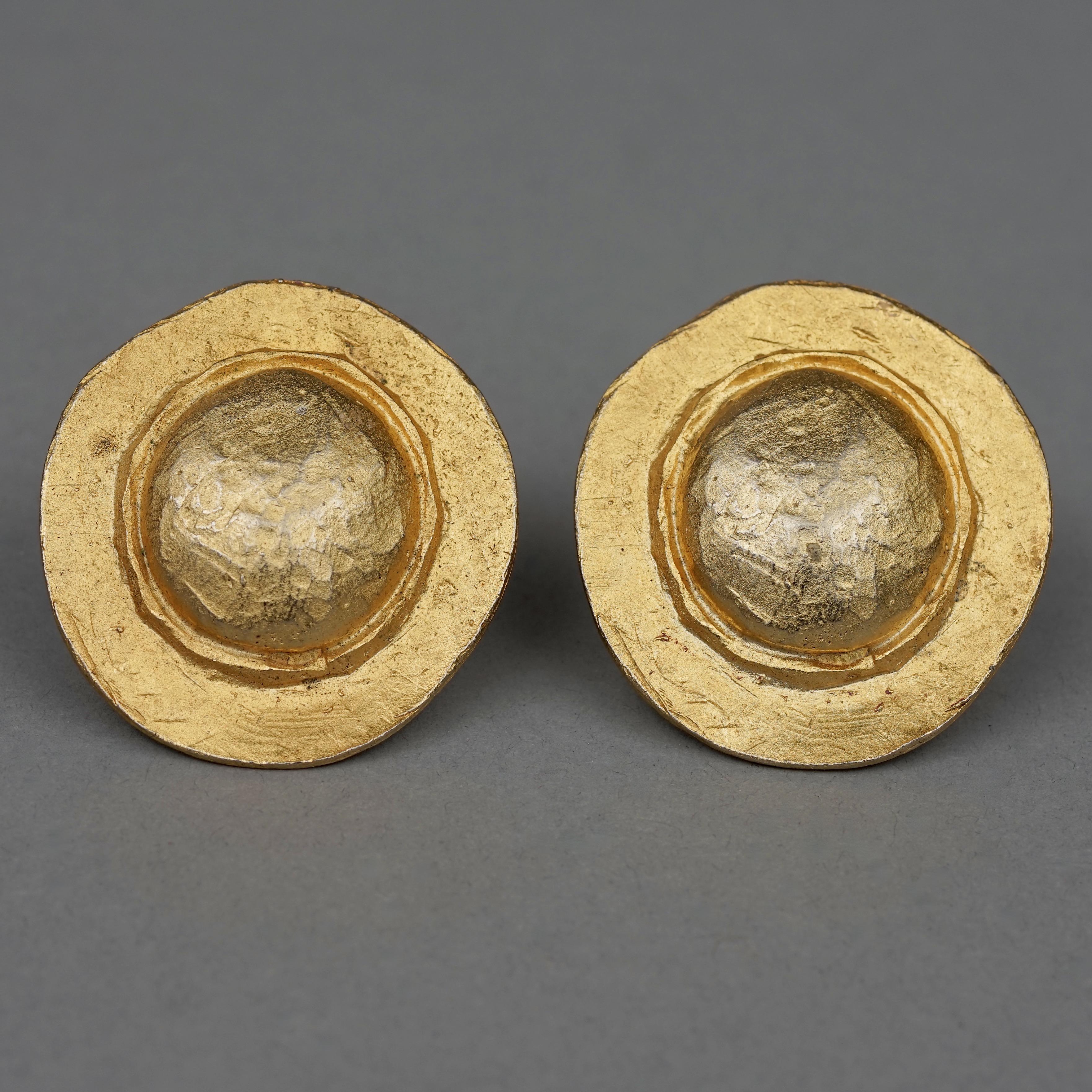 Women's Vintage EDOUARD RAMBAUD Textured Disc Earrings For Sale