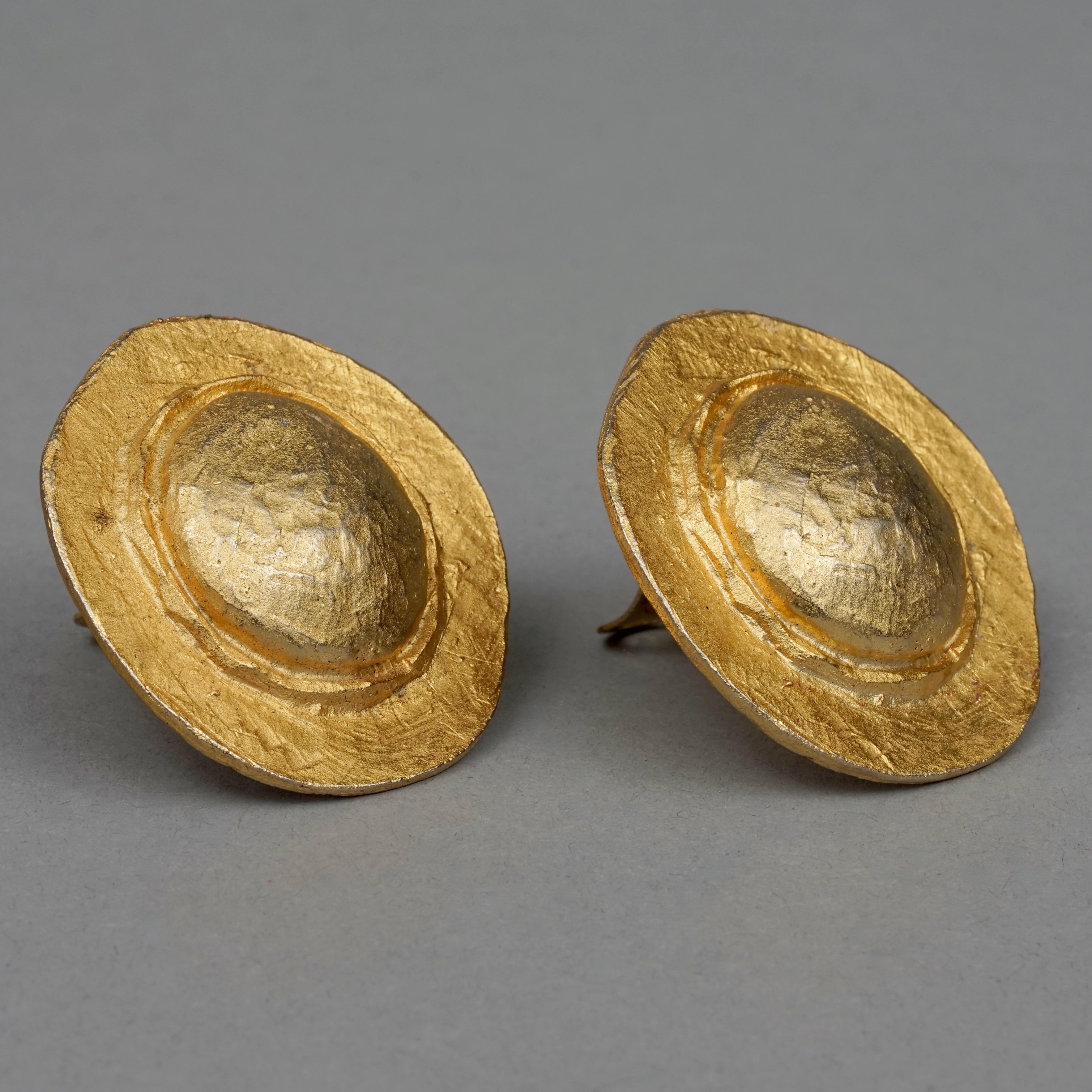 Vintage EDOUARD RAMBAUD Textured Disc Earrings For Sale 2