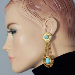 Vintage EDOUARD RAMBAUD Turquoise Chain Drop Earrings