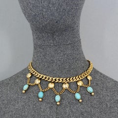Collar vintage de Edouard Rambaud con cadena y colgante de turquesa