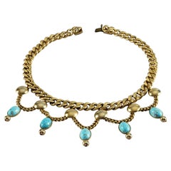 Collar vintage de Edouard Rambaud con cadena y colgante de turquesa