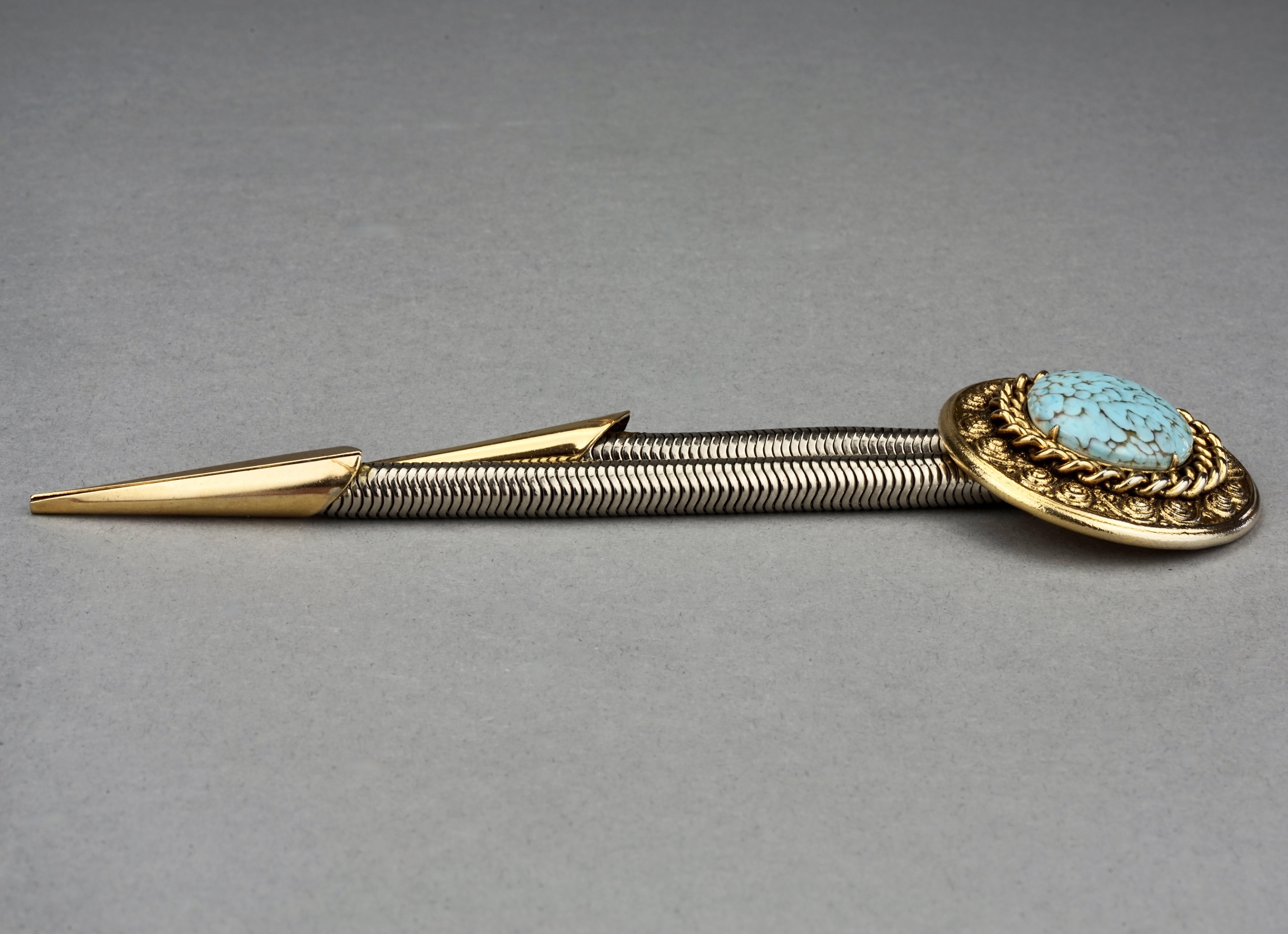 Vintage EDOUARD RAMBAUD Turquoise Medallion Bolo Tie Brooch In Good Condition In Kingersheim, Alsace