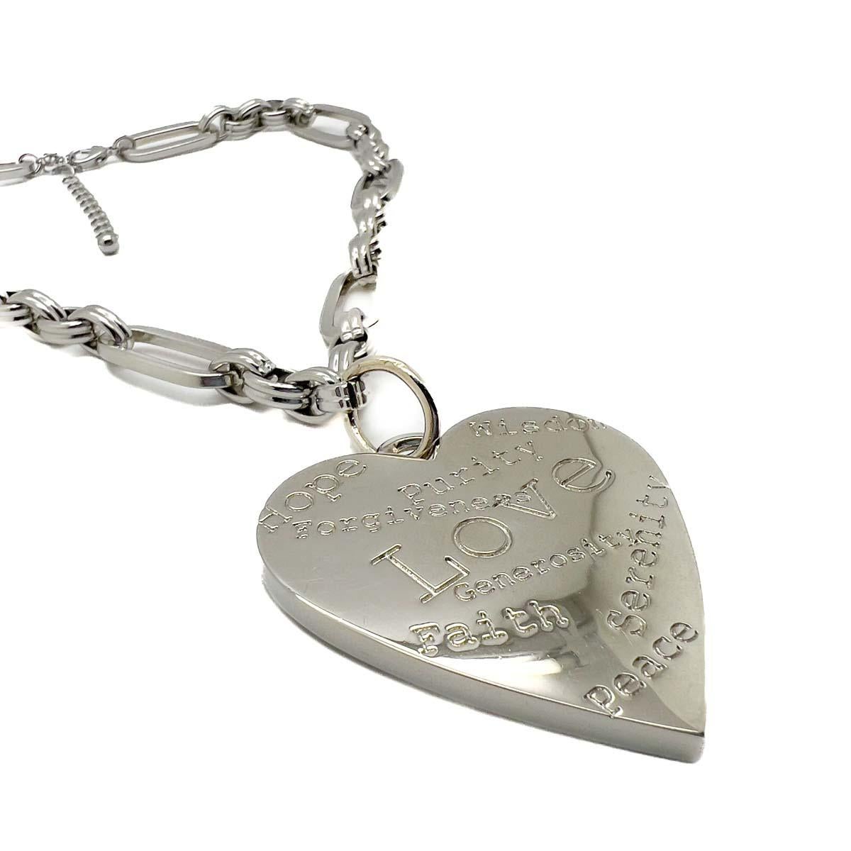 Vintage Edouard Ramboud Heart Message Necklace 1980s In Good Condition For Sale In Wilmslow, GB
