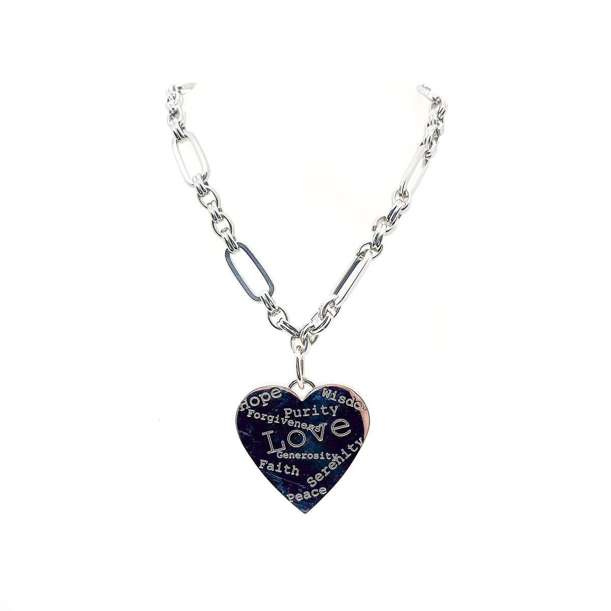 Women's Vintage Edouard Ramboud Heart Message Necklace 1980s For Sale