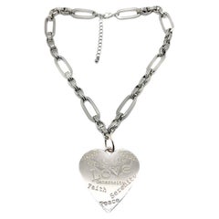 Retro Edouard Ramboud Heart Message Necklace 1980s