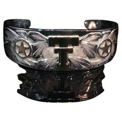 Vintage Edward Baird 925 Sterling Silver 14K Gold Texas Tech Cuff Bracelet 46.2g