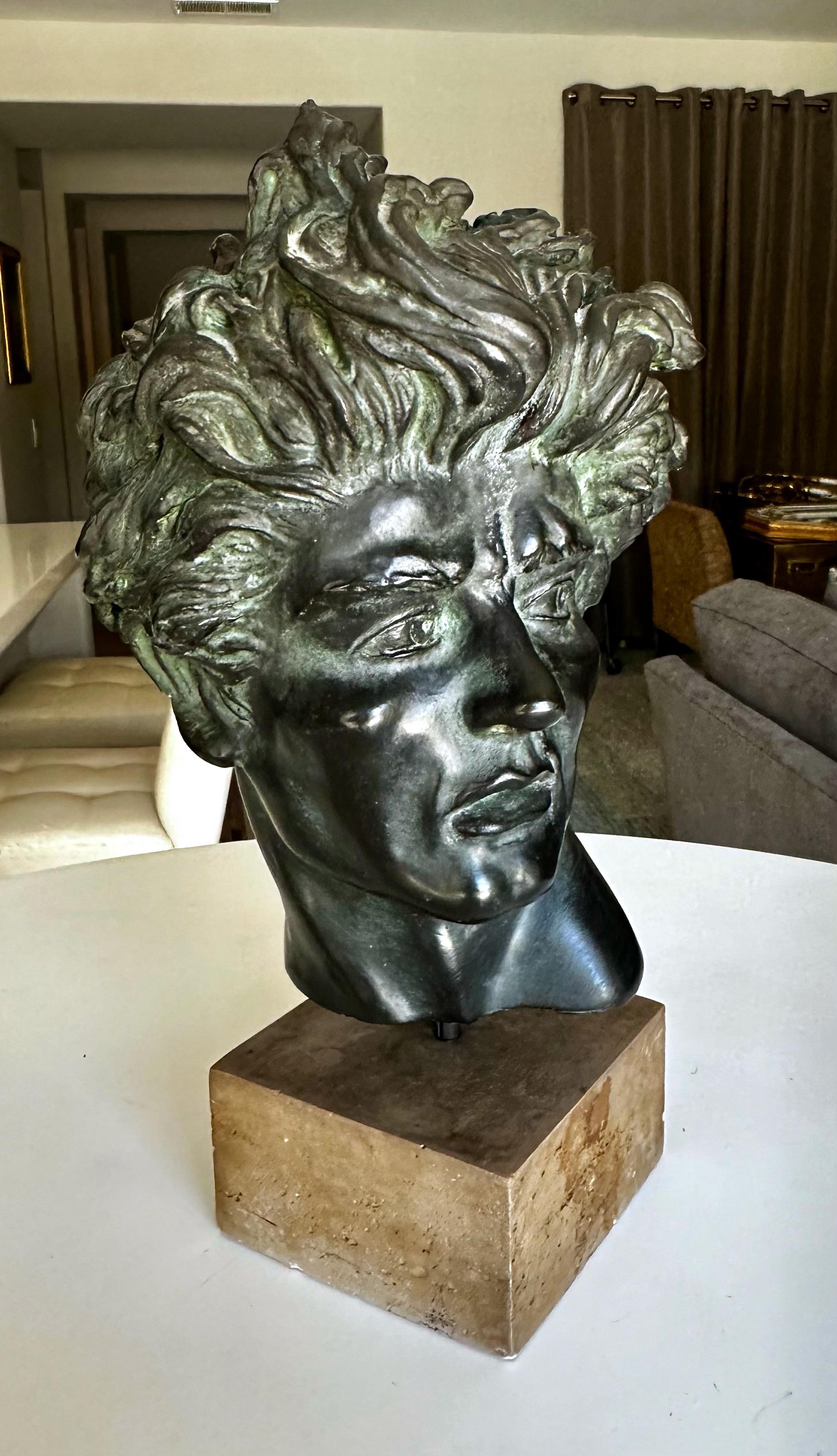 Vintage Edward Melcarth Heroic Male Head In Good Condition In Palm Springs, CA